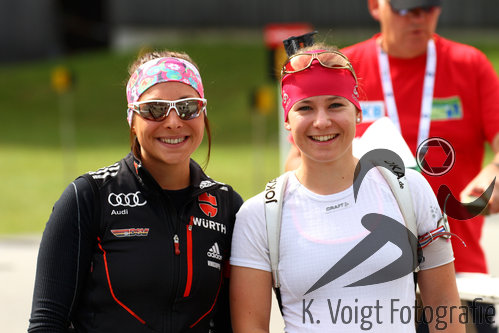 13.09.2015, xkvx, Wintersport, Deutsche Meisterschaft Biathlon 2015, v.l. Sarah Wagner (SCM Zella-Mehlis), Anna Neuner (SC Wallgau)