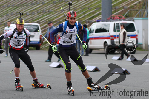25.09.2015, xkvx, Wintersport, Lapua-Cup Biathlon, v.l. Pascla Fraebel (WSV Trusetal), Julian Hollandt (WSV Oberhof 05)