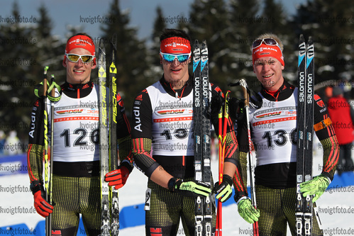 27.02.2016, xkvx, Wintersport, DSV Biathlon Deutschlandpokal Cross Sprint v.l. REITER Dominic, GROSS Marco, WEICK Erik