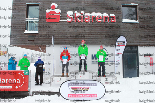 08.01.2017, xkvx, Wintersport, DSV Biathlon Deutschlandpokal Sprint v.l. JAKOB Patrick / STRELOW Justus / VEIT Marinus