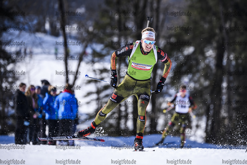 23.02.2019, xkvx, Biathlon, Deutsche Jugendmeisterschaft Kaltenbrunn, Sprint, v.l. MUELLER Christoph