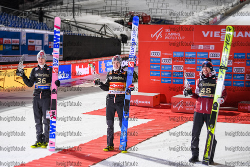 30.01.2021, xtvx, Skispringen FIS Weltcup Willingen, v.l. Daniel Andre Tande (Norway), Halvor Egner Granerud (Norway), Kamil Stoch (Poland)  /