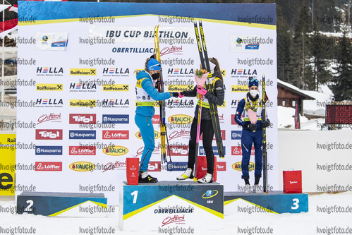 12.03.2020, xkvx, Biathlon IBU Cup Obertilliach, Sprint Damen, v.l. Anastasiia Egorova (Russia) und Emilie Aagheim Kalkenberg (Norway)  / 