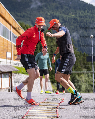 13.07.2021, xkvx, Biathlon Training Bormio, v.l. Johannes Kuehn (Germany), Philipp Nawrath (Germany)  