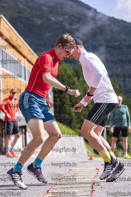 13.07.2021, xkvx, Biathlon Training Bormio, v.l. Benedikt Doll (Germany), Justus Strelow (Germany)  