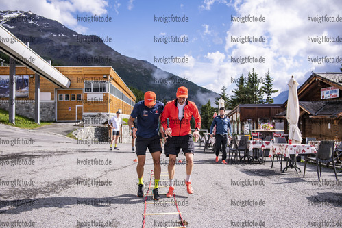 13.07.2021, xkvx, Biathlon Training Bormio, v.l. Philipp Nawrath (Germany), Johannes Kuehn (Germany)  