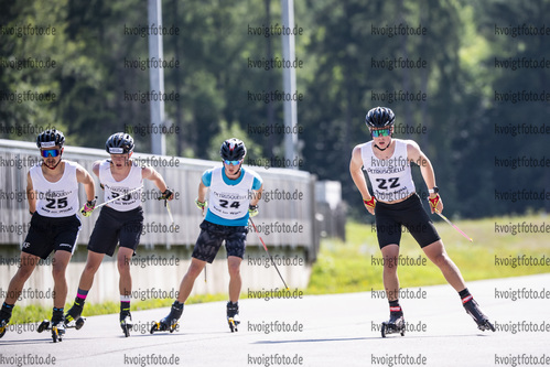 25.07.2021, xkvx, Langlauf Testwettkampf Ruhpolding, v.l. Korbinian Fagerer (Germany), Kilian Frommelt (Germany), Lukas Hallweger (Germany), Philipp Allwang (Germany)  