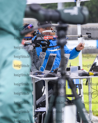 05.08.2021, xkvx, Biathlon Training Ruhpolding, v.l. Maren Hammerschmidt (Germany), Schiesstrainer Engelbert Sklorz (Germany)  