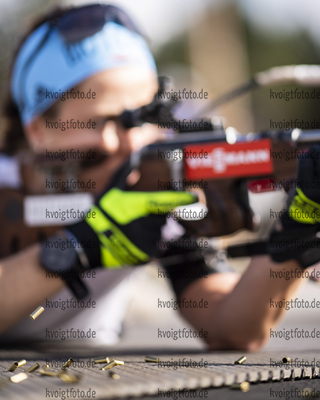 30.08.2021, xkvx, Biathlon Training Font Romeu, v.l. Marion Wiesensarter (Germany) / Munition / Huelse / Patrone / Patronenhuelse  