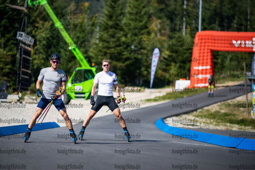 09.09.2021, xkvx, Biathlon Deutsche Meisterschaften Arber, Training Herren, v.l. Erik Lesser (Germany), Florian Hollandt (Germany)  