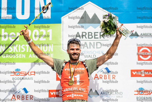 12.09.2021, xkvx, Biathlon Deutsche Meisterschaften Arber, Verfolgung Herren, v.l. Matthias Dorfer (Germany)  
