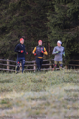 22.10.2021, xkvx, Biathlon Training Antholz-Anterselva, v.l. Philipp Horn (Germany), Benedikt Doll (Germany), Justus Strelow (Germany)  