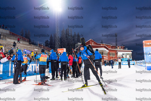28.11.2021, xkvx, Biathlon IBU World Cup Oestersund, Sprint Men, v.l. Quentin Fillon Maillet (France) nach dem Wettkampf / after the competition