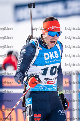 10.12.2021, xkvx, Biathlon IBU World Cup Hochfilzen, Sprint Men, v.l. Philipp Nawrath (Germany) im Ziel / in the finish