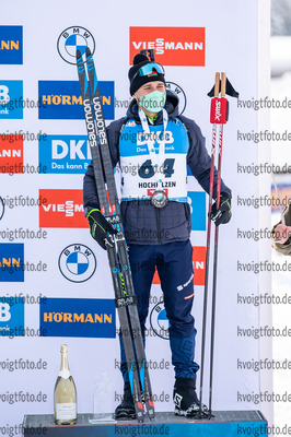 10.12.2021, xkvx, Biathlon IBU World Cup Hochfilzen, Sprint Men, v.l. Anton Smolski (Belarus) bei der Siegerehrung / at the medal ceremony