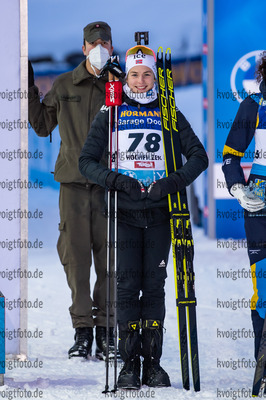 10.12.2021, xkvx, Biathlon IBU World Cup Hochfilzen, Sprint Women, v.l. Ida Lien (Norway) bei der Siegerehrung / at the medal ceremony