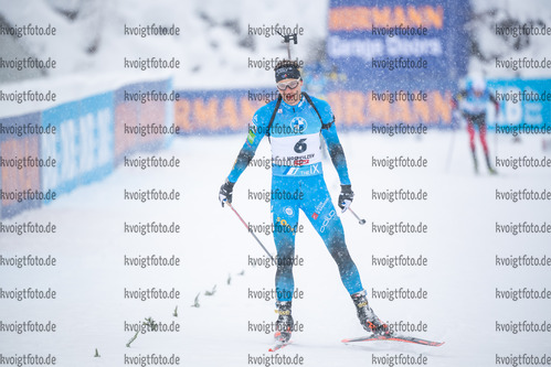 11.12.2021, xkvx, Biathlon IBU World Cup Hochfilzen, Pursuit Men, v.l. Emilien Jacquelin (France) im Ziel / in the finish