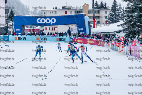 11.12.2021, xljkx, Cross Country FIS World Cup Davos, Women Sprint Final, v.l. Maja Dahlqvist (Sweden), Anamarija Lampic (Slovenia), Nadine Faehndrich (Switzerland), Rosie Brennan (United States of America)  / 