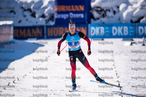 12.12.2021, xkvx, Biathlon IBU World Cup Hochfilzen, Relay Men, v.l. Vetle Sjaastad Christiansen (Norway) im Ziel / in the finish