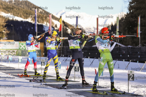 12.12.2021, xmcx, Biathlon IBU Junior Cup Martell, Relay Men, v.l. Jasa Zidar (Slovenia), Hans Koellner (Germany), Stepan Kinash (Ukraine) and Oleg Domichek (Russia)  /