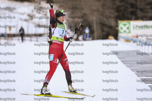 12.12.2021, xmcx, Biathlon IBU Junior Cup Martell, Relay Women, v.l. Lara Wagner (Austria)  /
