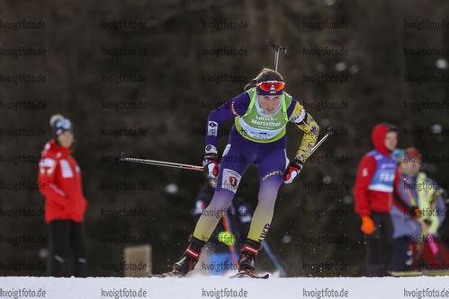 12.12.2021, xmcx, Biathlon IBU Junior Cup Martell, Relay Women, v.l. Oleksandra Merkushyna (Ukraine)  /