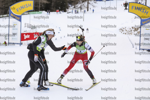 12.12.2021, xmcx, Biathlon IBU Junior Cup Martell, Relay Women, v.l. Team Austria  /