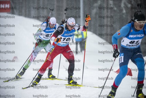07.01.2022, xkvx, Biathlon IBU World Cup Oberhof, Sprint Men, v.l. Dimitar Gerdzhikov (Bulgaria), David Komatz (Austria) in aktion / in action competes