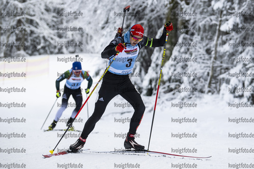 07.01.2022, xsoex, Biathlon Deutschlandpokal Notschrei, Sprint Men, v.l. Niklas Homberg (Germany), Elias Asal (Germany)  / 