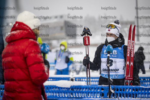 09.01.2022, xkvx, Biathlon IBU World Cup Oberhof, Pursuit Men, v.l. Sturla Holm Laegreid (Norway) schaut / looks on