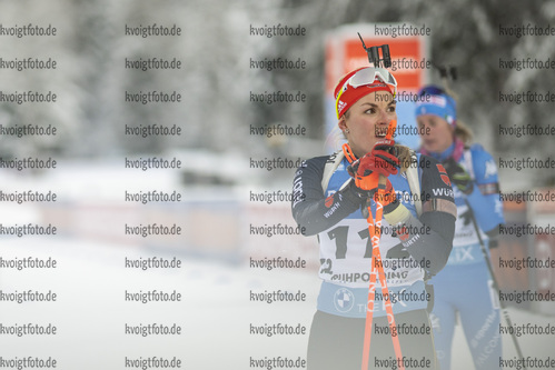 12.01.2022, xkvx, Biathlon IBU World Cup Ruhpolding, Sprint Women, v.l. Hanna Kebinger (Germany) schaut / looks on