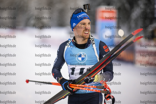 13.01.2022, xkvx, Biathlon IBU World Cup Ruhpolding, Sprint Men, v.l. David Zobel (Germany) im Ziel / in the finish