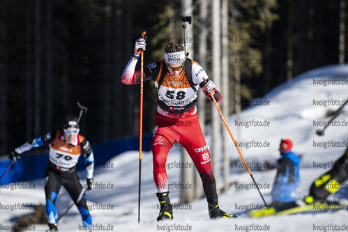 15.01.2022, xsoex, Biathlon IBU Junior Cup Pokljuka, Sprint Men, v.l. Jonas Bacher (Austria) in aktion / in action competes