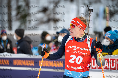 16.01.2022, xkvx, Biathlon IBU World Cup Ruhpolding, Pursuit Men, v.l. Roman Rees (Germany) im Ziel / in the finish