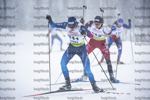 28.01.2022, xsoex, Biathlon IBU Open European Championships Arber, Sprint Men, v.l. Sandro Bovisi (Switzerland), Nikolaus Leitinger (Austria)  / 