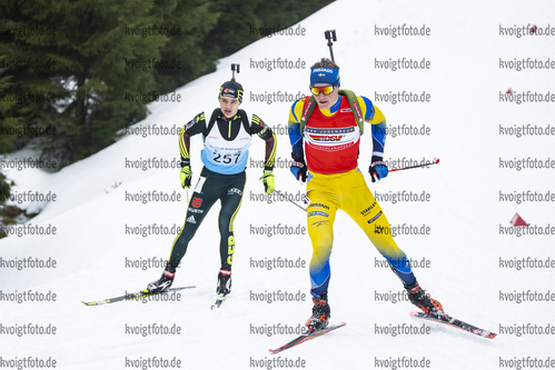 04.02.2021, xsoex, Biathlon Deutschlandpokal Clausthal-Zellerfeld, v.l. Julius Hofmann (Germany), Leonhard Pfund (Germany)  / 