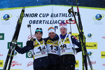 10.12.2017, xkvx, Wintersport, Biathlon IBU Junior Cup - Obertilliach, Sprint v.l. RIVAIL Hugo, CLAUDE Emilien, INVENIUS Tuukka