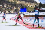 22.12.2019, xkvx, Biathlon IBU Weltcup Le Grand Bornand, Verfolgung Herren, v.l. Tarjei Boe (Norway), Thingnes Boe Johannes (Norway) and Quentin Fillon Maillet (France) in aktion am Schiessstand / at the shooting range