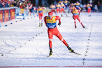 28.12.2019, xkvx, Langlauf Tour de Ski Lenzerheide, Massenstart Herren, v.l. Sergey Ustiugov (Russia) im Ziel / at the finish