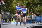 27.09.2020, xkvx, City Biathlon Wiesbaden 2020, v.l. Julian Eberhard (Austria) und Lucas Fratzscher (Germany) im Ziel / at the finish