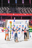 27.02.2021, xkvx, Nordic World Championships Oberstdorf, v.l. Karl Geiger of Germany, Anze Lanisek of Slovenia, Piotr Zyla of Poland  /