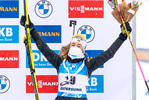 19.03.2021, xkvx, Biathlon IBU World Cup Oestersund, Sprint Damen, v.l. Ingrid Landmark Tandrevold (Norway) bei der Siegerehrung / at the medal ceremony