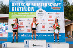 11.09.2021, xkvx, Biathlon Deutsche Meisterschaften Arber, Sprint Damen, v.l. Vanessa Voigt (Germany), Janina Hettich (Germany), Denise Herrmann (Germany)  