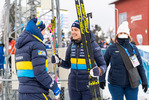 28.11.2021, xkvx, Biathlon IBU World Cup Oestersund, Sprint Women, v.l. Headcoach Johannes Lukas (Sweden) und Hanna Oeberg (Sweden) nach dem Wettkampf / after the competition