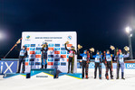 28.11.2021, xkvx, Biathlon IBU World Cup Oestersund, Sprint Men, v.l. Vetle Sjaastad CHRISTIANSEN (Norway), Sebastian SAMUELSSON (Sweden)m Johannes Thingnes BOE (Norway), Emilien JACQUELIN (France), Simon DESTHIEUX (France), Fabien CLAUDE (France), Philipp NAWRATH (Germany) bei der Siegerehrung / at the medal ceremony