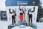 03.12.2021, xetx, Biathlon IBU Cup Sjusjoen, Sprint Women, v.l. Karoline Erdal (NORWAY), Anastasia Shevchenko (RUSSIA), Paula Botet (FRANCE)  / 