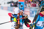 04.12.2021, xkvx, Biathlon IBU World Cup Oestersund, Pursuit Women, v.l. Ingrid Landmark Tandrevold (Norway) und Marte Olsbu Roeiseland (Norway) im Ziel / in the finish