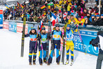 05.12.2021, xkvx, Biathlon IBU World Cup Oestersund, Relay Women, v.l. Linn Persson (Sweden), Mona Brorsson (Sweden), Elvira Oeberg (Sweden), Hanna Oeberg (Sweden) im Ziel / in the finish