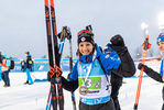 05.12.2021, xkvx, Biathlon IBU World Cup Oestersund, Relay Women, v.l. Anais Chevalier-Bouchet (France) nach der Siegerehrung / after the medal ceremony