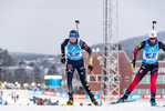 05.12.2021, xkvx, Biathlon IBU World Cup Oestersund, Relay Women, v.l. Franziska Preuss (Germany), Marte Olsbu Roeiseland (Norway) in aktion / in action competes